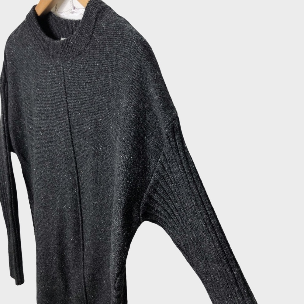 Talbots Ribbed Knit Crewneck Sweater Side Zippers Size Large Gray Tweed Women’s - Picture 3 of 9
